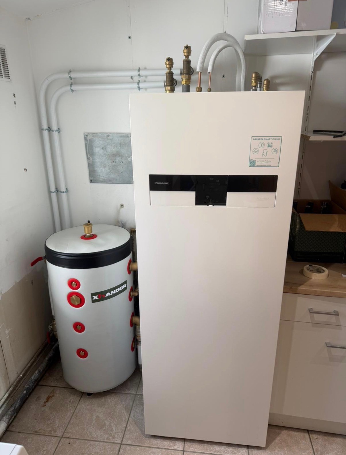 Module intérieur Panasonic Aquarea et ballon ECS installés